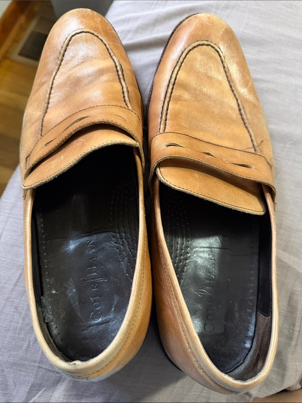 Men's Cole Haan + Nike Air Tan Leather Loafers - Classic Slip-On Dress Shoes